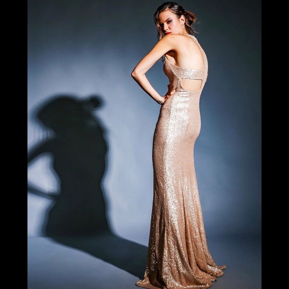 NWT Jay X Jay Godfrey Jemma Gown nude sequin 2 - Picture 2 of 6